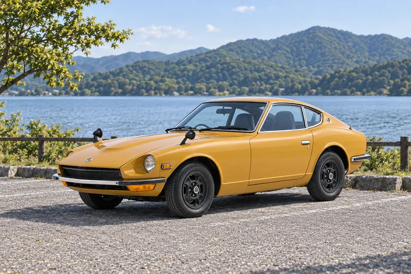 Золотистый Nissan Fairlady Z432 с открытыми круглыми фарами