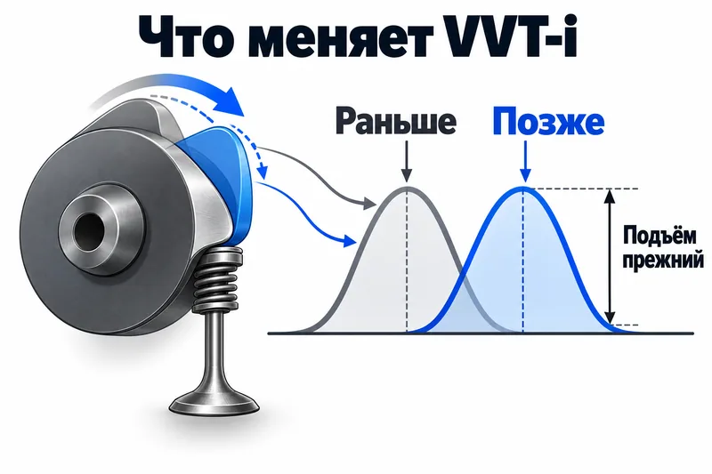 Одинаковые по высоте события открытия впускного клапана со сдвигом по времени.