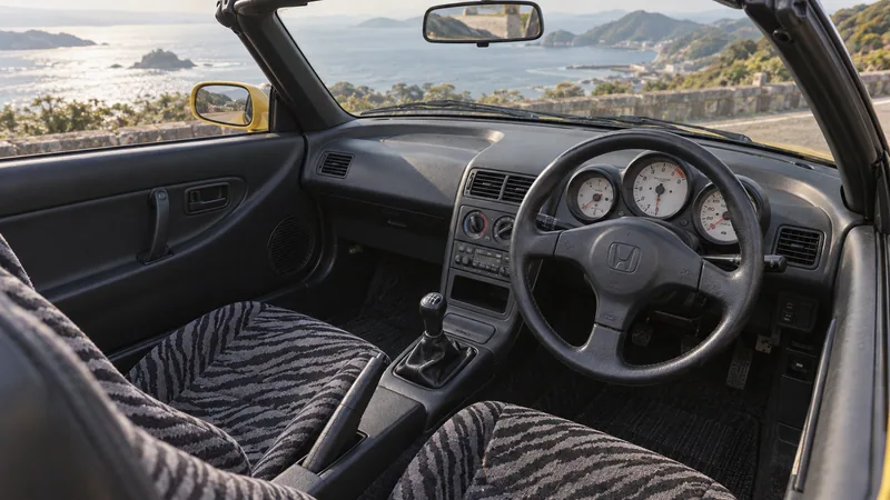 Праворульный салон Honda Beat с трёхсекционными приборами