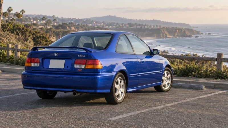 Синий Honda Civic Si EM1 1999 года, вид сзади