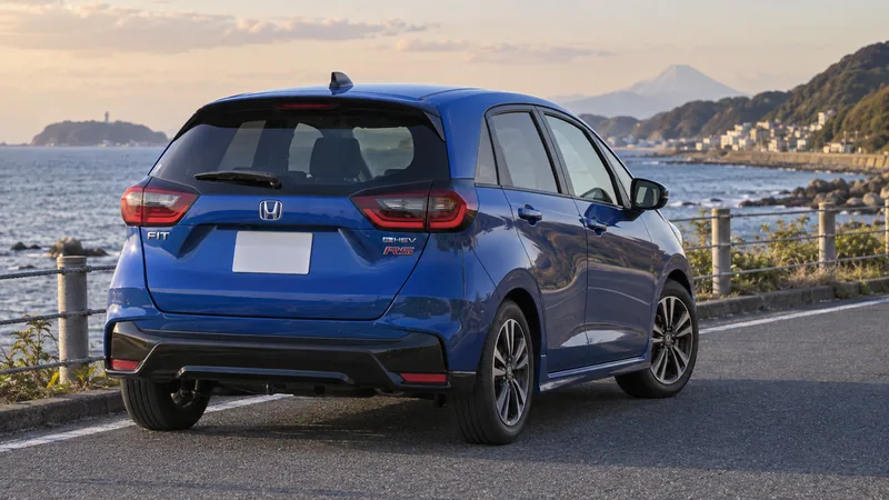 Синий Honda Fit e:HEV RS четвёртого поколения сзади