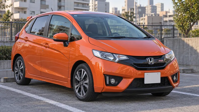 Оранжевый Honda Fit RS GK5 третьего поколения