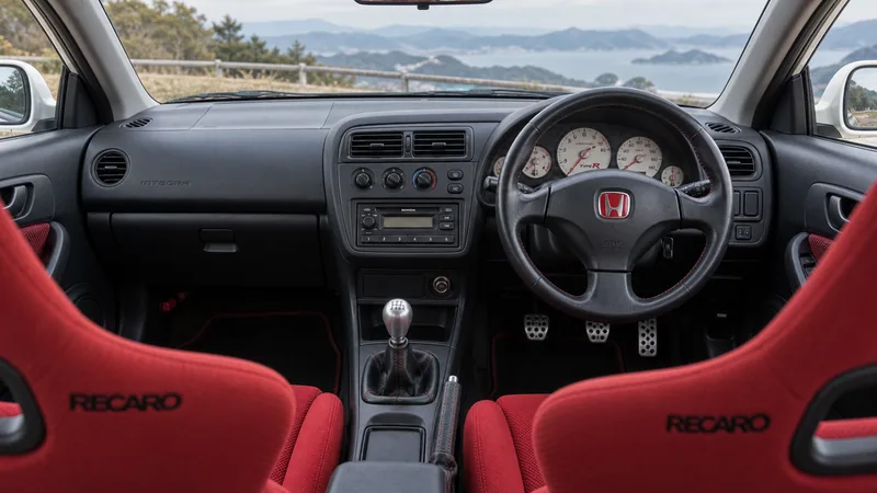 Праворульный салон Honda Integra Type R DC5 с красными сиденьями и 6МТ