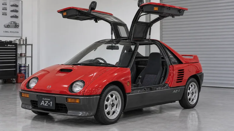 Autozam AZ-1 с поднятыми дверями gull-wing