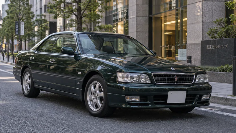 Тёмно-зелёный Nissan Laurel C34 Club S на улице Токио