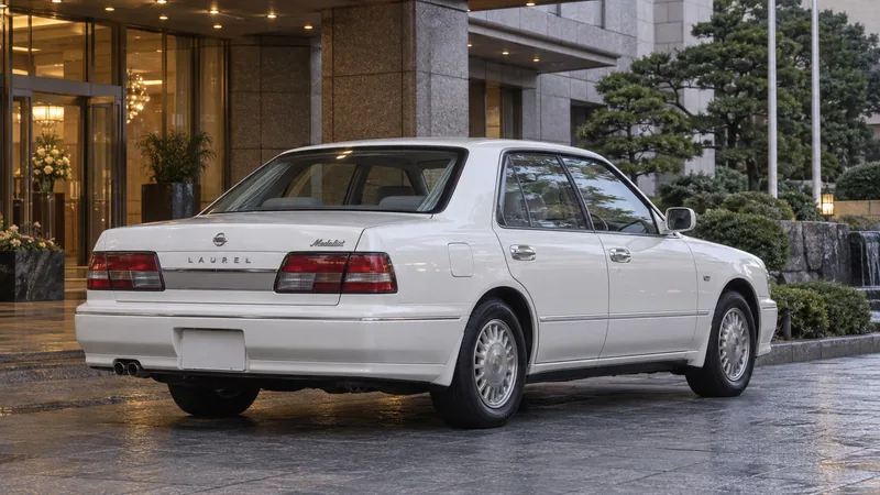 Белый Nissan Laurel C34 Medalist сзади