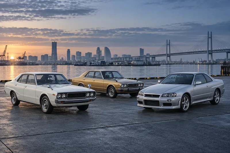Nissan Skyline GT разных поколений C110, C210 и ER34 в заводском облике