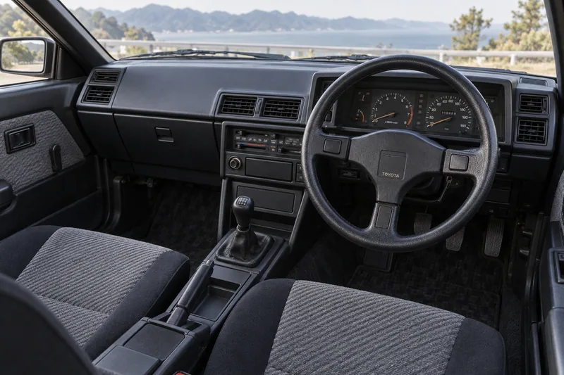 Праворульный салон Toyota Sprinter Trueno AE86 с механической коробкой