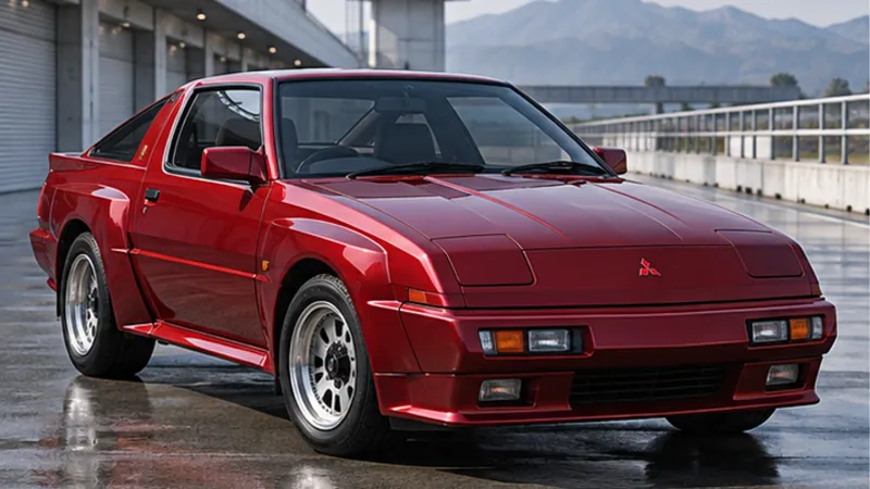 Красный Mitsubishi Starion wide-body, вид спереди