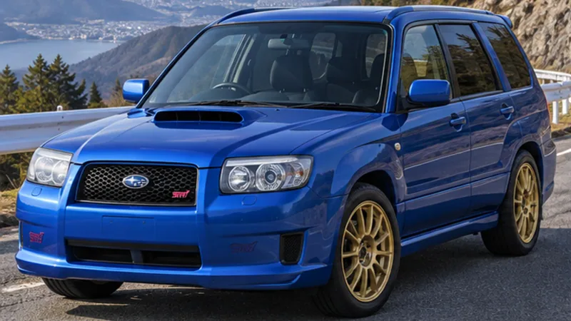 Синяя Subaru Forester STI Version SG9