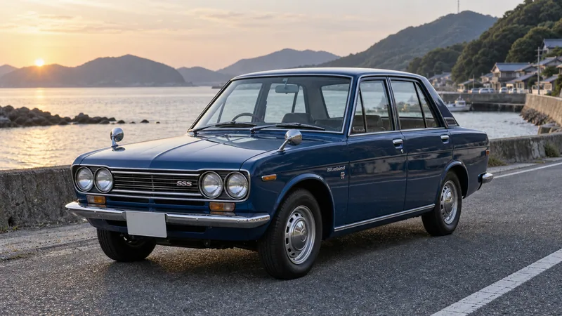 Синий Datsun Bluebird 1600 SSS 510
