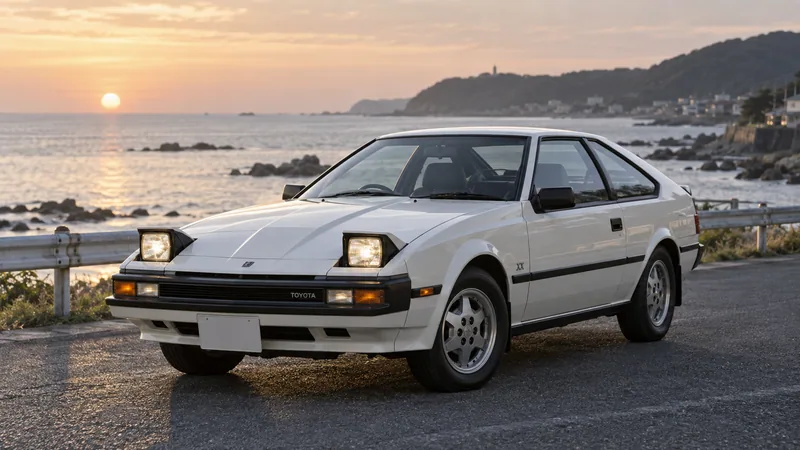 Белая Toyota Celica XX A60 с поднятыми фарами