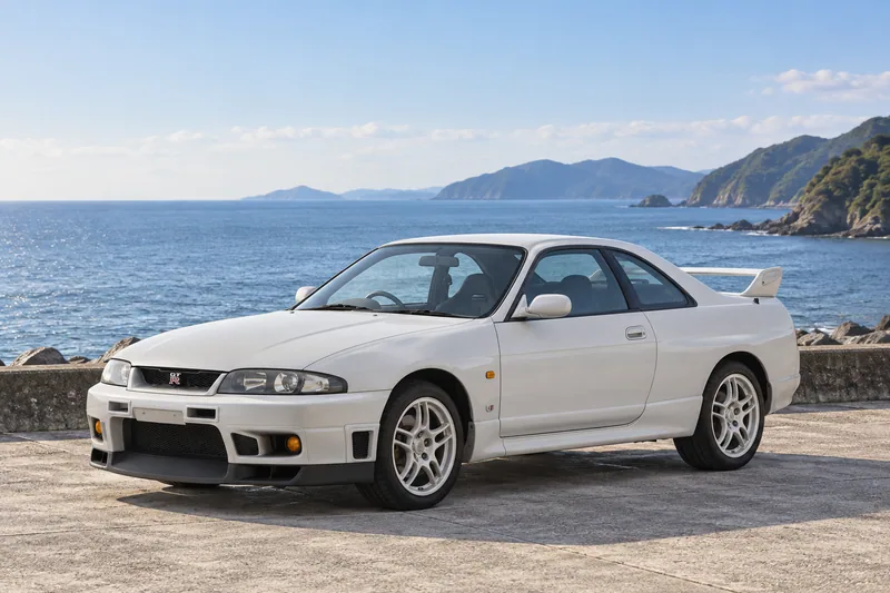 Белое купе Nissan Skyline GT-R R33