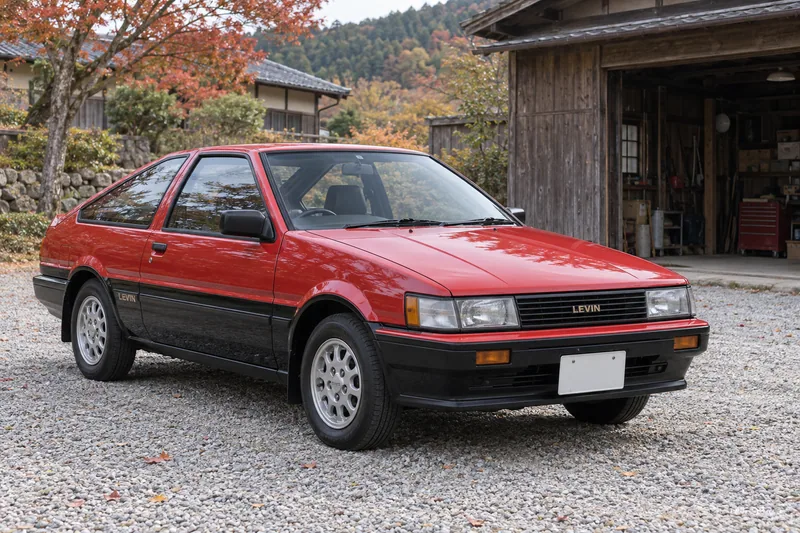 Corolla Levin с неподвижными фарами. Здесь показана другая модель спереди, а не задний ракурс Trueno.